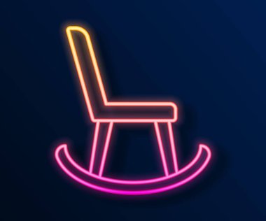 Parlayan neon hattı Armchair simgesi siyah arkaplanda izole edildi. Vektör