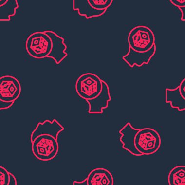 Kırmızı çizgi oyun simgesi siyah arkaplanda izole edilmiş kusursuz desen. Kumarhane kumarı. Vektör