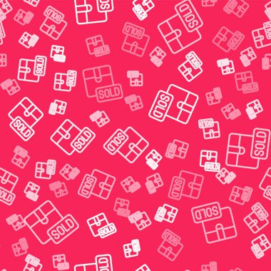 Beyaz çizgi simgesi satıldı. Kırmızı arkaplanda izole edilmiş, pürüzsüz desen. Vektör