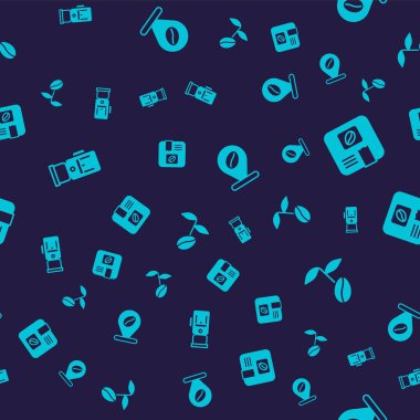 Elektrikli kahve öğütücüsünü, fasulye torbasını, yeri ve kahveyi kusursuz bir şekilde ayarla. Vektör