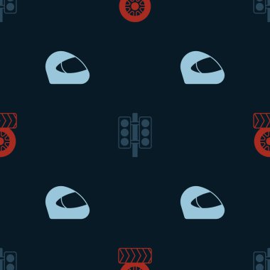 Lastik tekerleğini, yarış ışıklarını ve kaskı kusursuz bir şekilde ayarla. Vektör