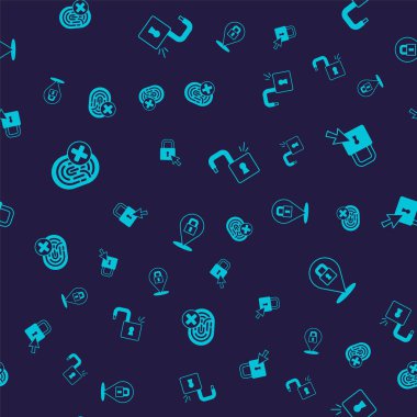 İptal edilmiş parmak izi, kilit, kilidi aç ve kusursuz desen oluştur. Vektör