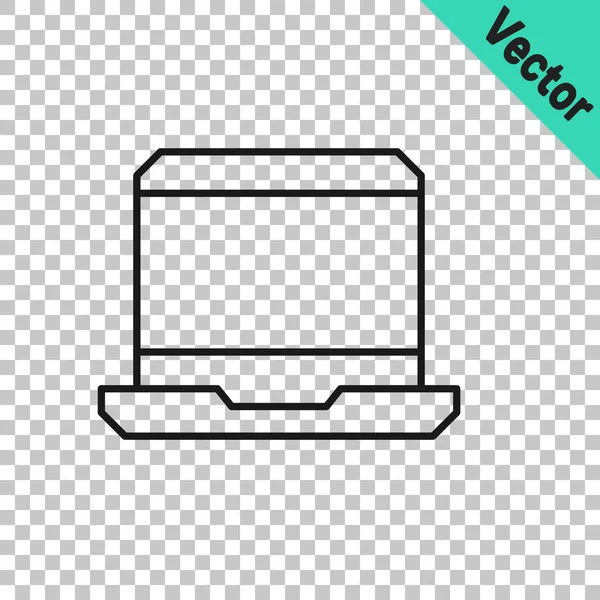 Μαύρο Εικονίδιο Laptop Γραμμής Απομονωμένο Διαφανές Φόντο Σημειωματάριο Υπολογιστή Κενό — Διανυσματικό Αρχείο