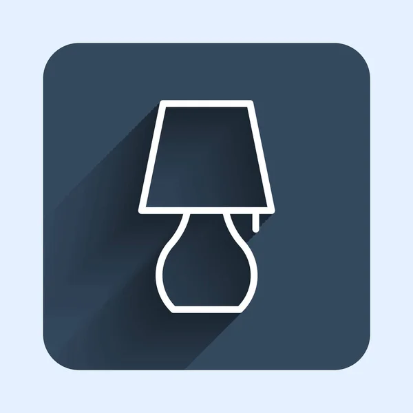 Vit Linje Bordslampa Ikon Isolerad Med Lång Skugga Bakgrund Nattljus — Stock vektor