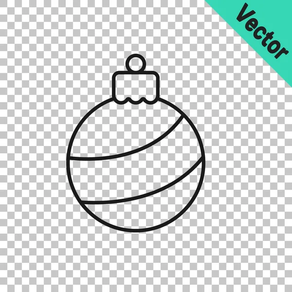 Black Line Christmas Ball Icon Isolated Transparent Background Merry Christmas — Stock Vector
