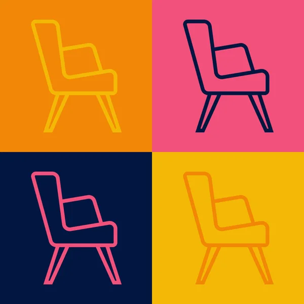 Stock vector Pop art line Armchair icon isolated on color background.  Vector