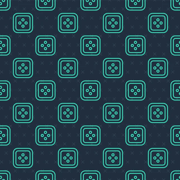Grüne Linie Nähknopf Für Kleidung Symbol Isoliert Nahtlose Muster Auf — Stockvektor
