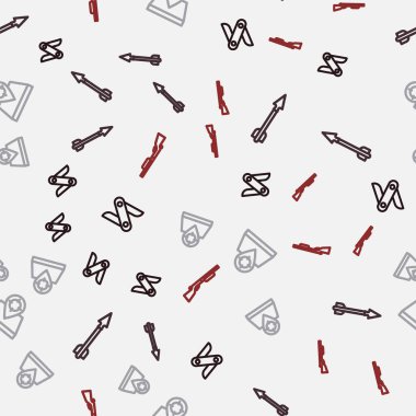 Sıralı İsviçre çakısı, ortaçağ oku, av yeri ve av silahı. Vektör