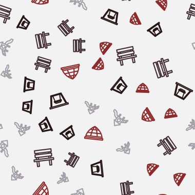 Çocuklar, Bench, kayak parkı ve çocuk parkı tırmanma ekipmanları için hatlar çiz. Vektör