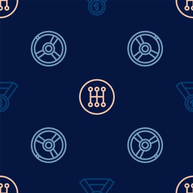 Hat madalyası, yarış direksiyonu ve vites kolları kusursuz. Vektör