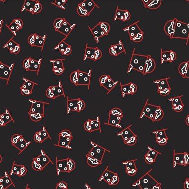 Köpük ve baloncuk ikonlu çizgi kovası siyah arkaplanda izole edilmiş pürüzsüz desen. Temizlik hizmeti konsepti. Vektör