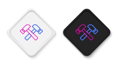 Çizgiyi aşan çekiç simgesi beyaz arkaplanda izole edilmiş. Tamir için bir araç. Renkli taslak konsepti. Vektör