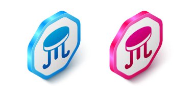 Beyaz arka planda izole edilmiş Isometric Kahve Masası simgesi. Sokak kafesi. Altıgen düğmesi. Vektör