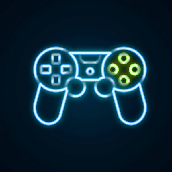 Glowing Neon Line Game Controller Joystick Game Console Icon Isolated — Stock Vector