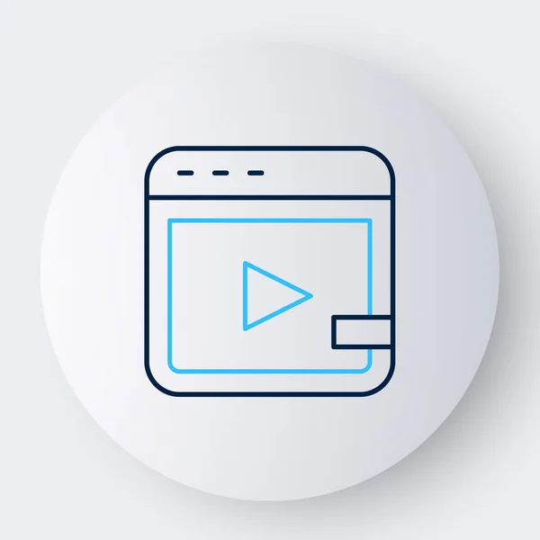 Line Video Advertising Icon Isolated White Background Concept Marketing Promotion — Stockvektor