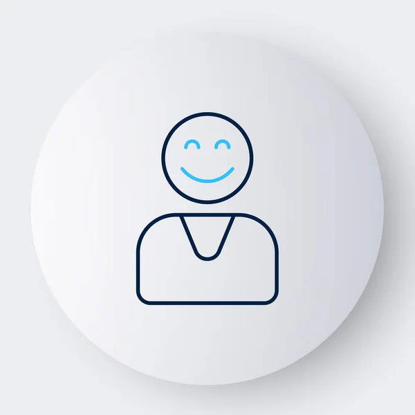 Line Happy Customer Icon Isolated White Background Colorful Outline Concept — Stockvektor