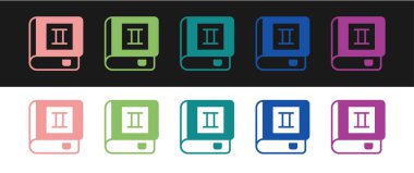 Kitap simgesini siyah ve beyaz arkaplanda izole et. İkinci cilt. Vektör