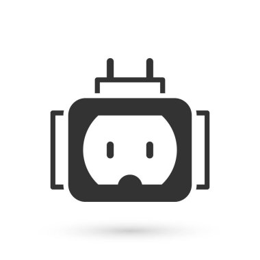 Kırpma yolu simgesi beyaz arkaplanda izole edilmiş gri Tee Tak elektriği. Vektör