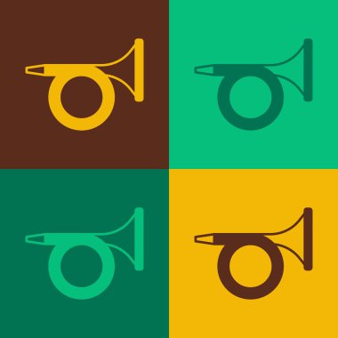 Pop Art Trumpet simgesi renk arkaplanında izole edildi. Müzik aleti. Vektör