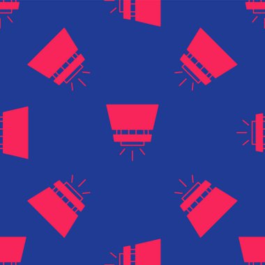 Kırmızı Yangın söndürme sistemi simgesi mavi arka planda izole edilmiş. Fıskiye, yangın söndürücü, katı ikon. Vektör