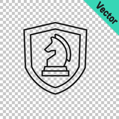 Şeffaf arkaplanda siyah çizgi satranç simgesi izole edildi. İş stratejisi. Oyun, yönetim, finans. Vektör