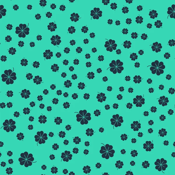 Zwarte Klavertje Vier Pictogram Geïsoleerd Naadloos Patroon Groene Achtergrond Fijne — Stockvector