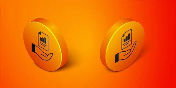 Isometrischer Kontrakt Der Hand Auf Orangefarbenem Hintergrund Versicherungskonzept Sicherheit Sicherheit — Stockvektor