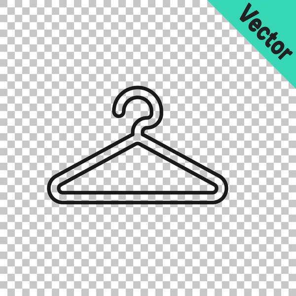 Black Line Hanger Wardrobe Icon Isolated Transparent Background Cloakroom Icon — Stock Vector