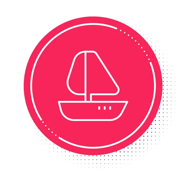 Vit Linje Yacht Segelbåt Eller Segelfartyg Ikon Isolerad Vit Bakgrund — Stock vektor