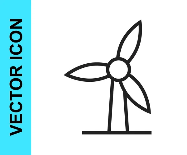 Línea Negra Icono Turbina Viento Aislado Sobre Fondo Blanco Cartel — Vector de stock
