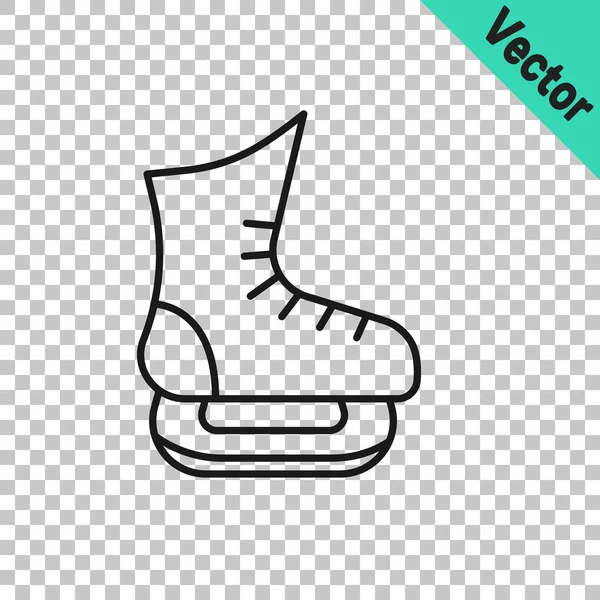 Icono Black Line Skates Aislado Sobre Fondo Transparente Icono Zapatos — Vector de stock