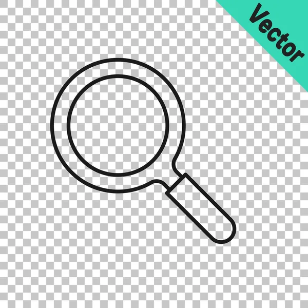 Чорна Лінія Чарівна Скляна Іконка Ізольована Прозорому Фоні Пошук Фокус — стоковий вектор