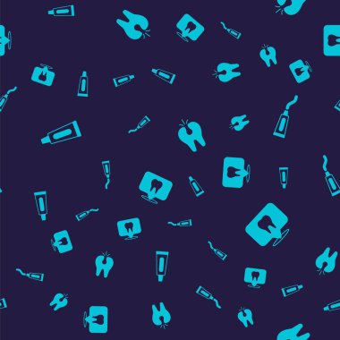 Diş macunu tüpü, kırık ve dişçi kliniği konumunu kusursuz bir şekilde ayarla. Vektör