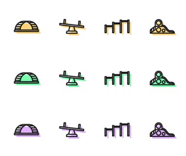 Satır Sport yatay çubuğu, Monkey, Tahterevalli ve Kaydırak oyun alanı simgesini ayarla. Vektör