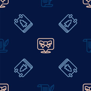 Zarf hattı, Noel takvimi ve hediye yayı kusursuz desenli. Vektör