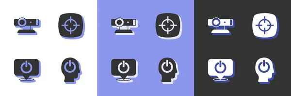 stock vector Set Power button, Web camera,  and Target sport icon. Vector