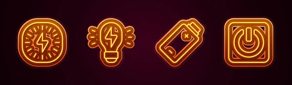 Ställ Linje Lightning Bult Creative Lampa Ljus Idé Batteri Laddning — Stock vektor
