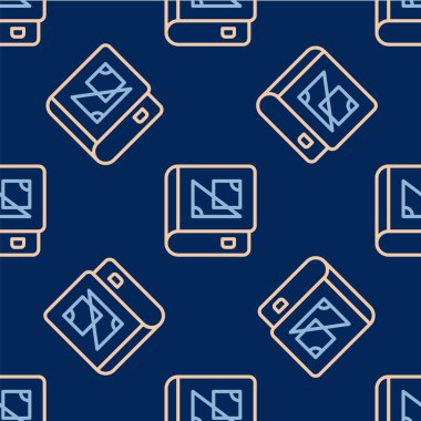 Geometri ikonu hakkındaki satır kitabı mavi arkaplanda izole edilmiş kusursuz desen. Vektör