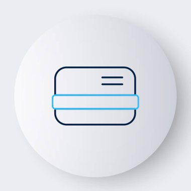 Çizgi kredi kartı simgesi beyaz arkaplanda izole edildi. Çevrimiçi ödeme. Nakit çekilmesi. Finansal operasyonlar. Alışveriş tabelası. Renkli taslak konsepti. Vektör