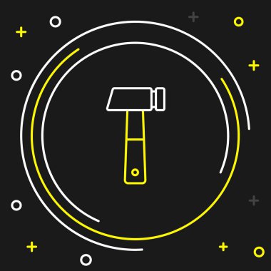 Çizgi Çekici simgesi siyah arkaplanda izole edildi. Tamir için bir araç. Renkli taslak konsepti. Vektör