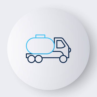 Çizgi tankeri simgesi beyaz arkaplanda izole edildi. Petrol tankeri, petrol kamyonu, sarnıç, petrol karavanı. Renkli taslak konsepti. Vektör