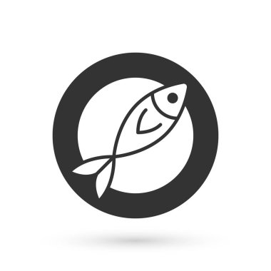 Gri kurutulmuş balık ikonu beyaz arka planda izole edilmiş. Vektör