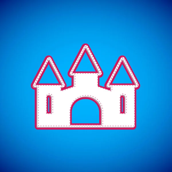 Ikone Der Weißen Burg Isoliert Auf Blauem Hintergrund Mittelalterliche Festung — Stockvektor