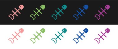 Ölü balık simgesini siyah beyaz arkaplanda izole et. Vektör