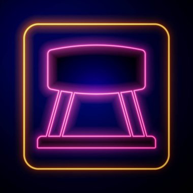 Parlayan neon renkli Pommel at simgesi siyah arkaplanda izole edilmiş. Atlama ve jimnastik için spor aletleri. Vektör