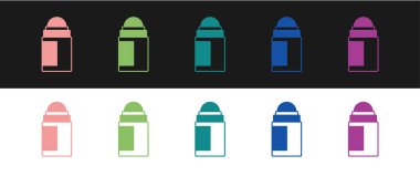 Terleme önleyici deodorant rulo simgesini siyah beyaz arkaplanda izole et. Vücut hijyeni için kozmetik. Vektör