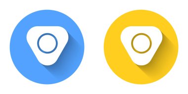 Uzun gölgeli beyaz tebeşir ikonu izole edildi. Çember düğmesi. Vektör