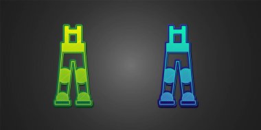 Siyah arka planda yeşil ve mavi Balıkçı lastik pantolon ikonu var. Vektör