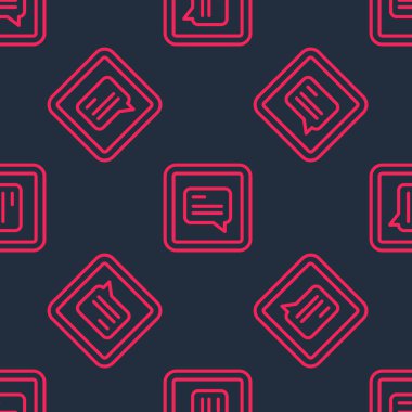 Altyazı simgesi olan kırmızı çizgi videosu siyah arkaplanda izole edilmiş dikişsiz desen. Vektör