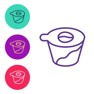 Beyaz arka planda izole edilmiş kahve makinesi simgesinin üzerine çizgi dök. Alternatif kahve demleme yöntemleri. Kahve kültürü. Simgeleri renklendirin. Vektör